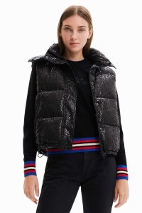 Dámské Bunda Puffer Desigual Logo quilted gilet | 509134COA