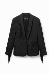 Dámské Bundy Desigual Fringed jacquard blazer | 350982BHU