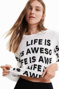 Dámské Svetry Desigual Life is awesome pullover | 728354LKO