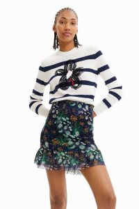 Dámské Svetry Desigual Pruhovaný flower pullover | 760341NVG