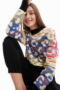 Dámské Svetry Desigual Pruhovaný leopard-effect jumper | 692834VMW