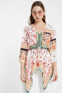 Dámské Topy Desigual Kaftan blouse ethnic motifs | 760135WRD