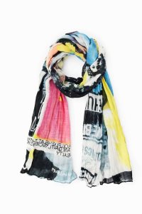 Dámské Šátky Desigual Rectangular crinkled newspaper foulard | 024351RGI