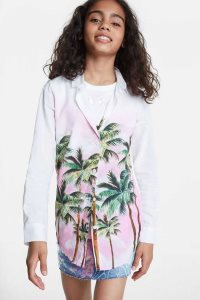 Dívčí Tričko Desigual White shirt palm trees | 640251XHZ