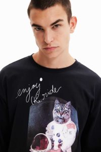 Pánské Polo Triko Desigual Oversize astronaut cat | 517029VET