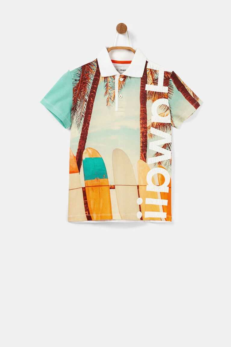 Chlapecké Tričko Desigual Hawaii polo shirt with post cards | 294801WKH