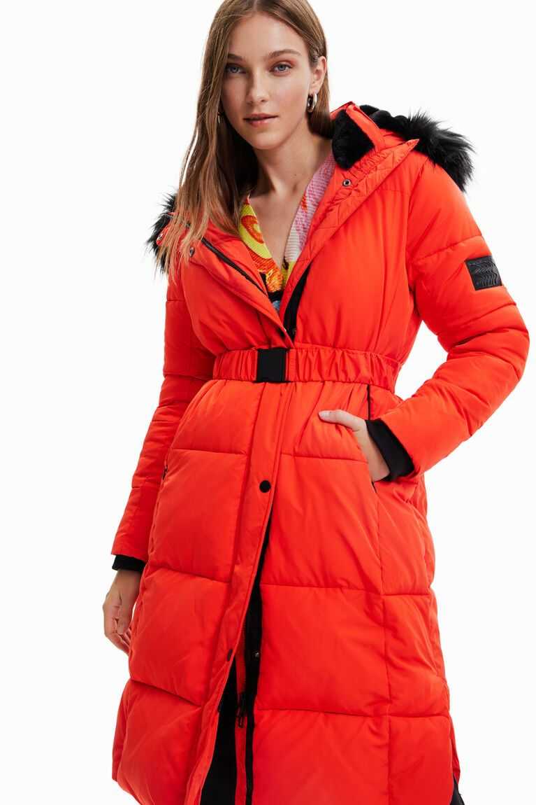 Dámské Bunda Puffer Desigual Long padded coat with belt | 698157ZTR