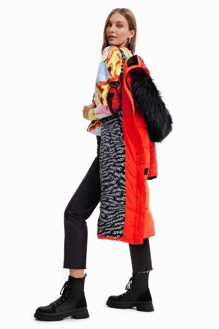 Dámské Bunda Puffer Desigual Long padded coat with belt | 698157ZTR