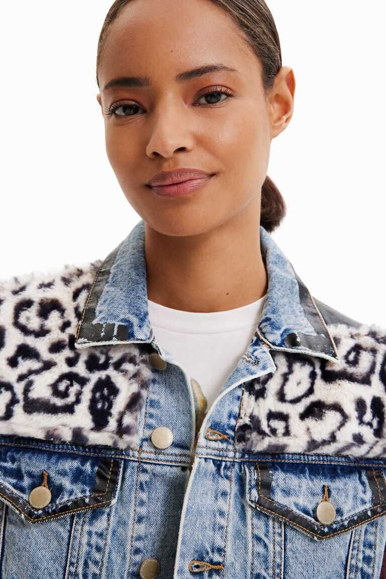 Dámské Bundy Desigual Animal print denim gilet | 690842IHN