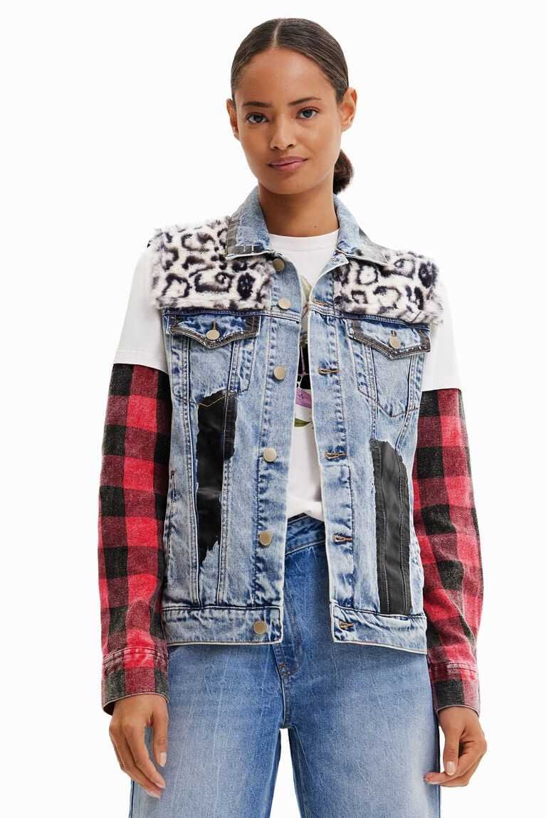 Dámské Bundy Desigual Animal print denim gilet | 690842IHN