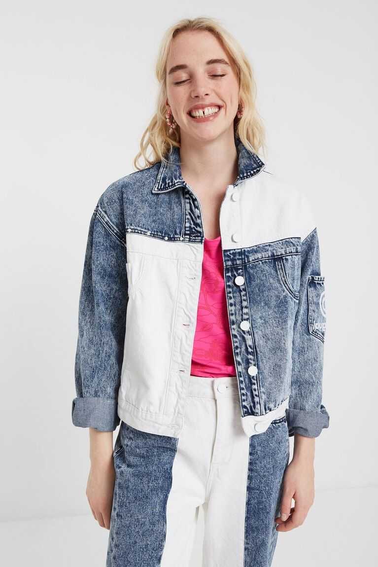 Dámské Bundy Desigual Bicolour patch jean | 498026GNI