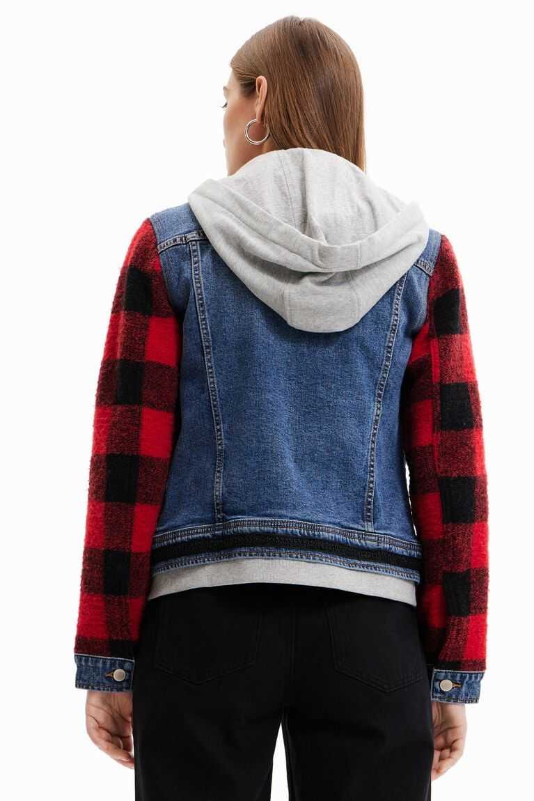 Dámské Bundy Desigual Denim with plaid sleeves | 926340OET