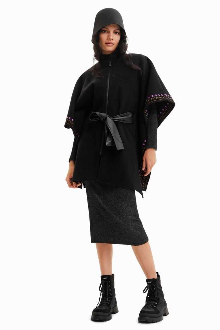 Dámské Bundy Desigual Embroidered poncho | 681029LQD