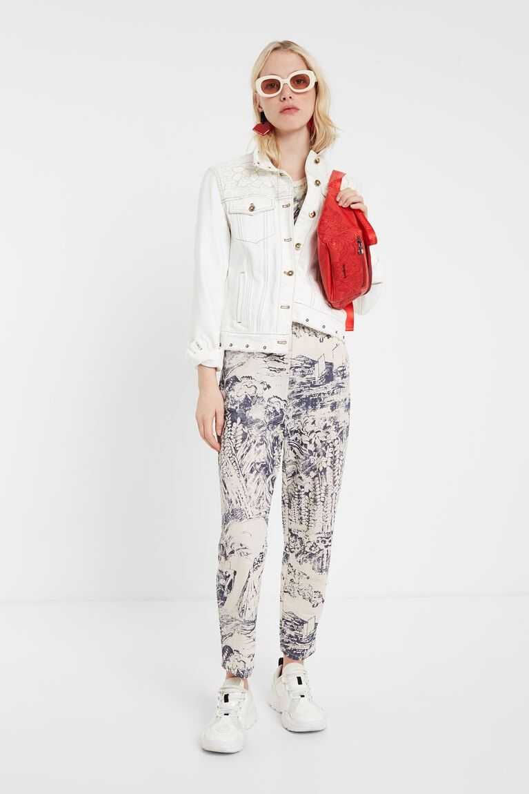 Dámské Bundy Desigual Floral embroidery jean | 895137KZJ