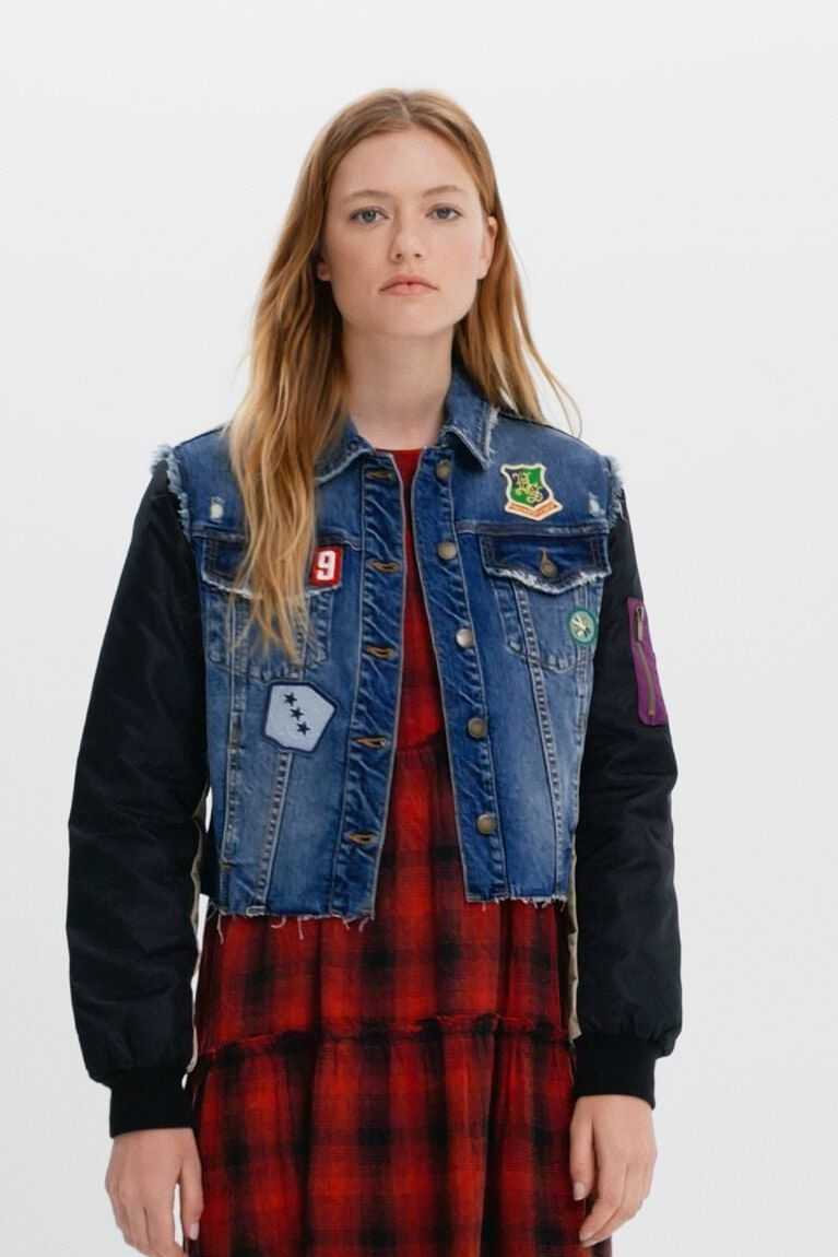 Dámské Bundy Desigual Hybridní denim bomber | 873164KXS