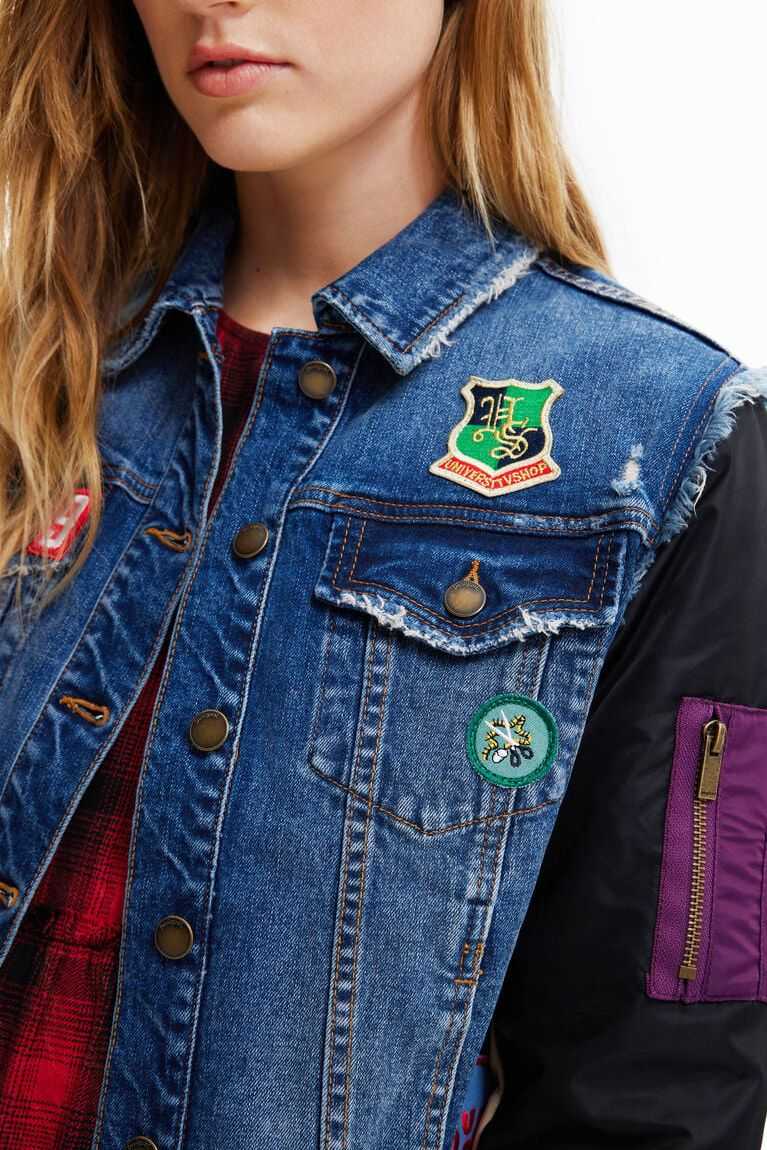 Dámské Bundy Desigual Hybridní denim bomber | 873164KXS