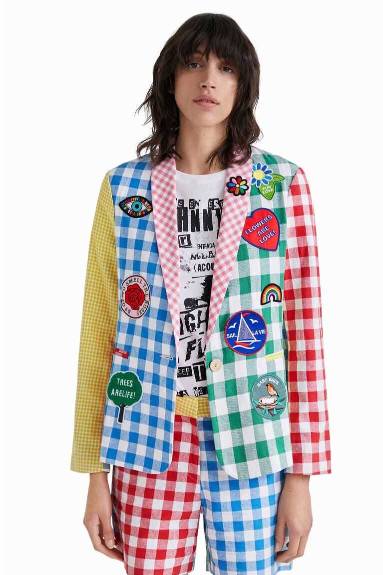 Dámské Bundy Desigual Johnson Hartig check patchwork blazer | 190237SPW