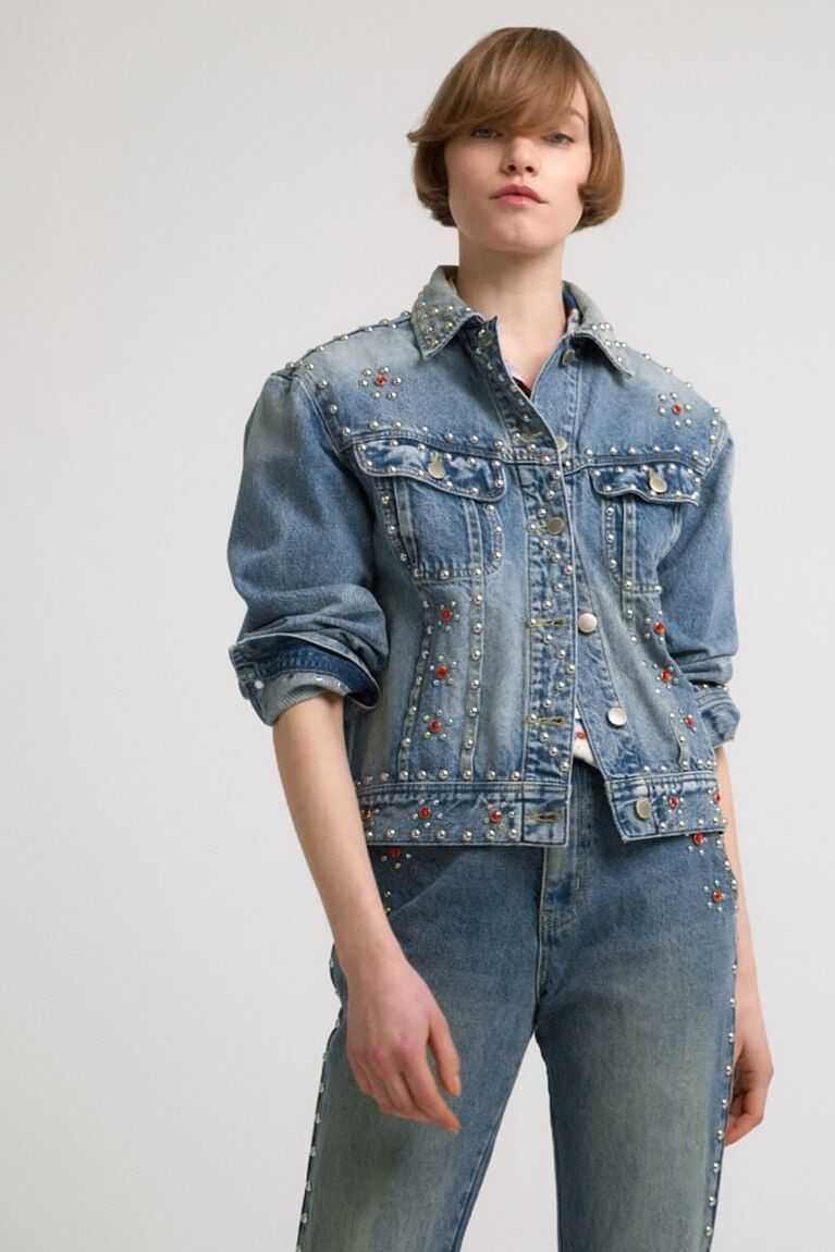 Dámské Bundy Desigual Johnson Hartig studded denim | 278460LDB