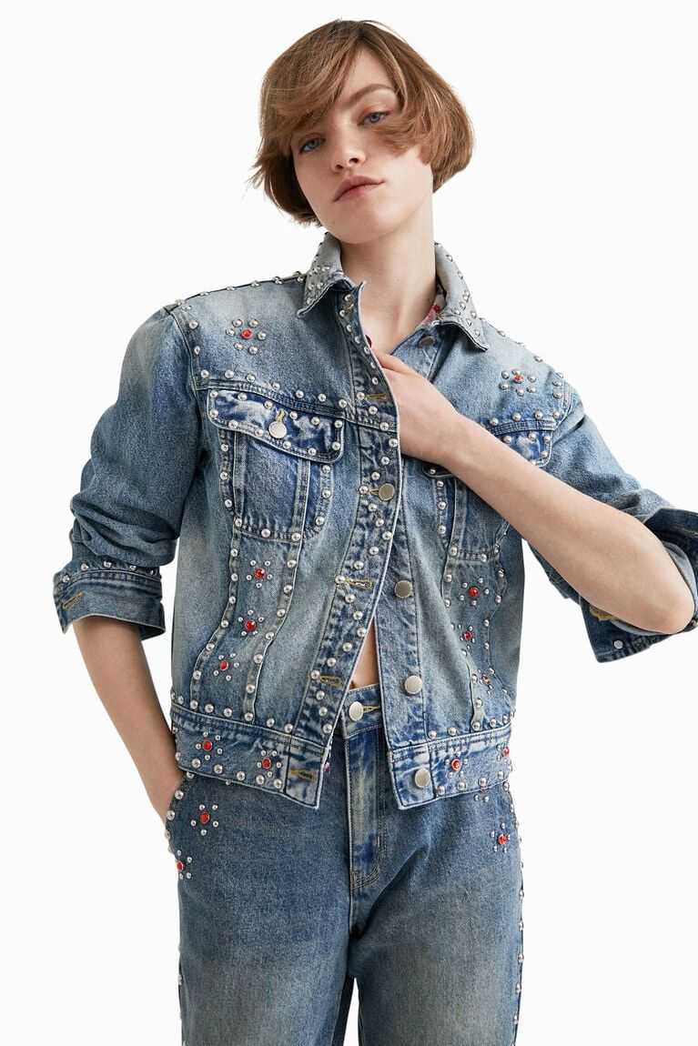 Dámské Bundy Desigual Johnson Hartig studded denim | 278460LDB