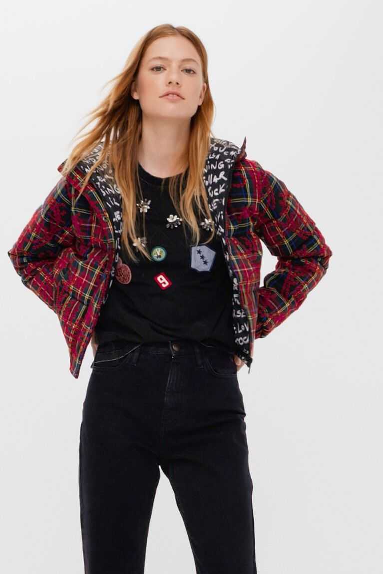 Dámské Bundy Desigual Krátké padded tartan | 281904XBG