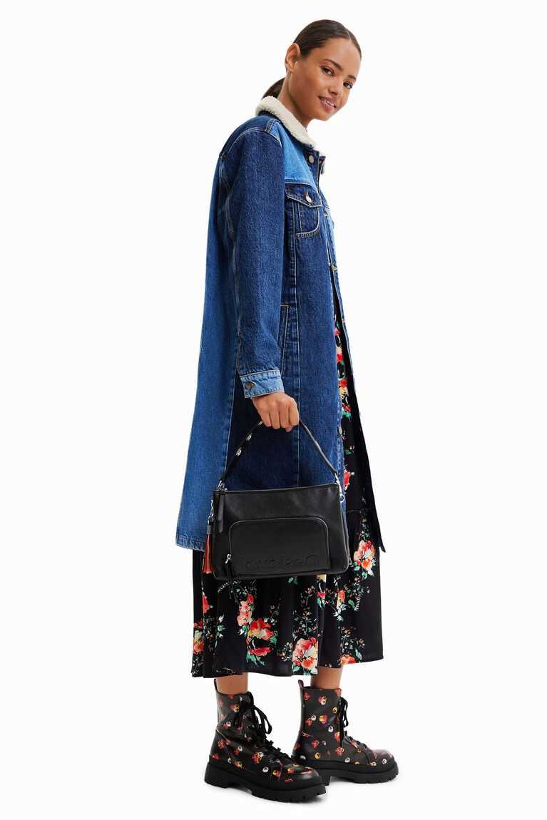 Dámské Bundy Desigual Long padded denim | 897450ONH