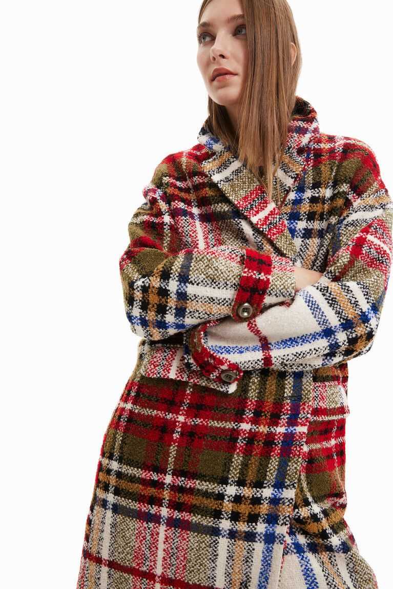 Dámské Bundy Desigual Long tartan wool | 957203EAT