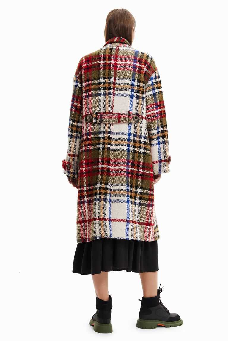 Dámské Bundy Desigual Long tartan wool | 957203EAT