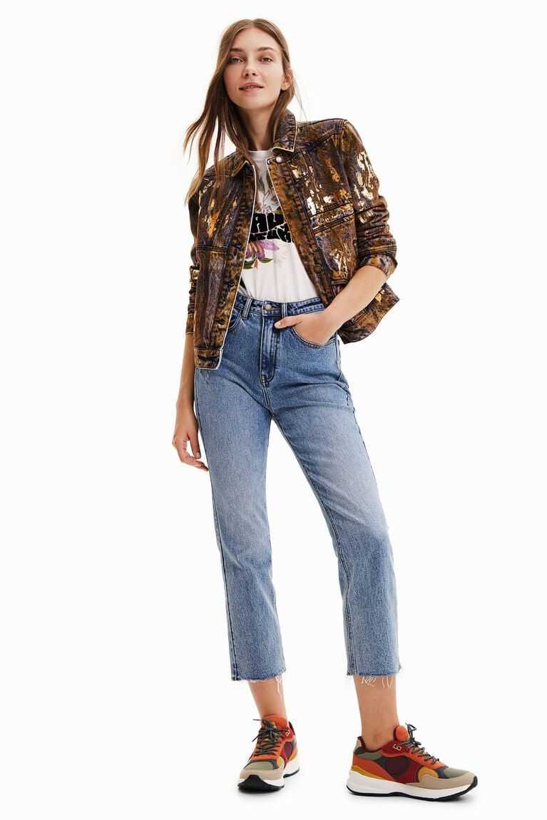 Dámské Bundy Desigual Metallic denim trucker | 695271DGM