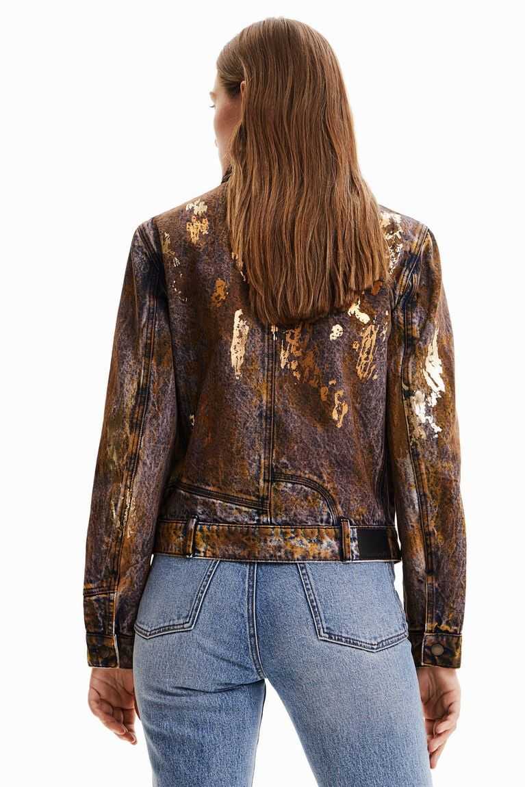 Dámské Bundy Desigual Metallic denim trucker | 695271DGM