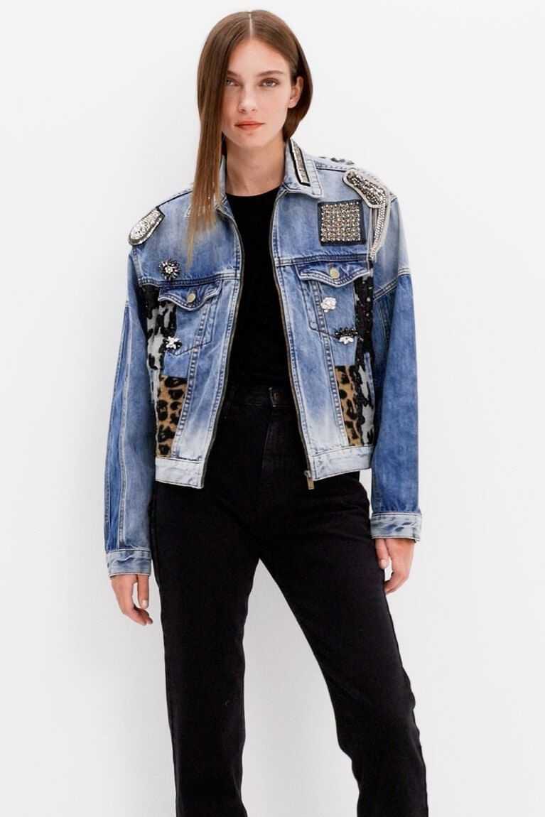 Dámské Bundy Desigual Patchwork denim trucker | 371495MCO