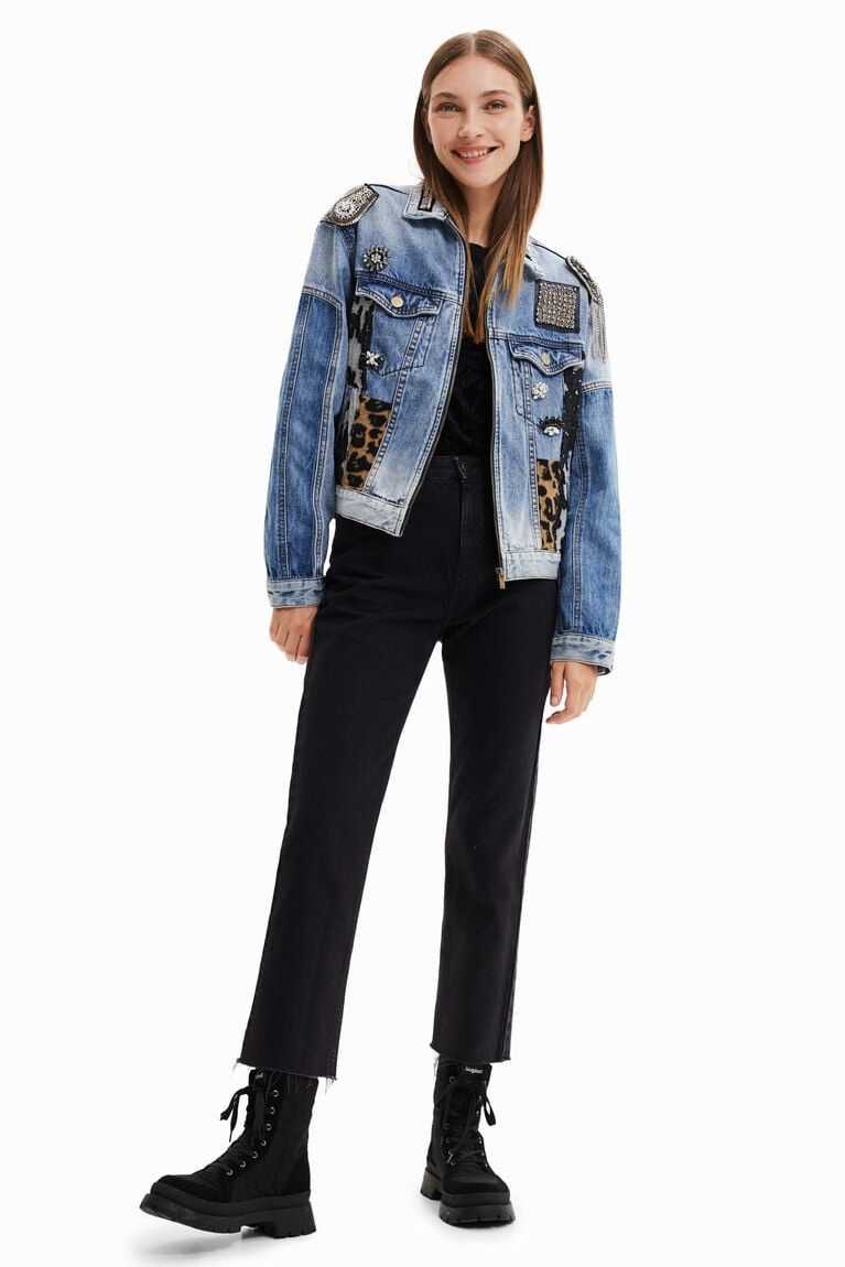 Dámské Bundy Desigual Patchwork denim trucker | 371495MCO