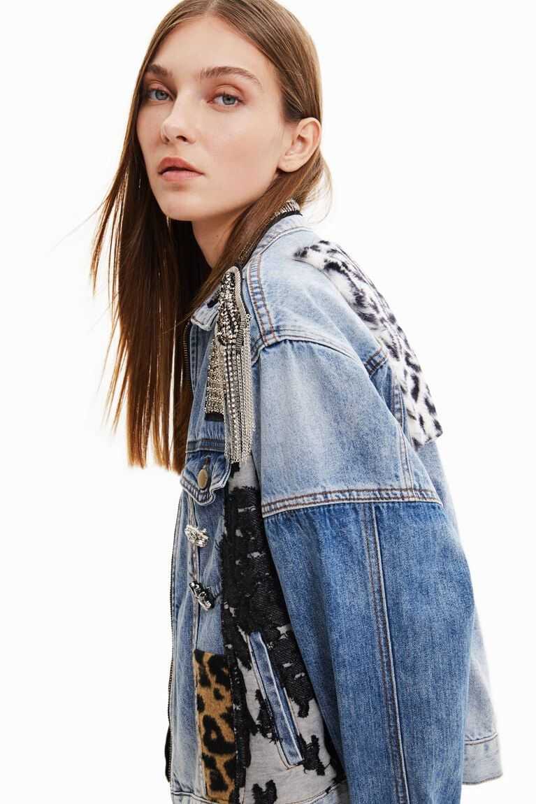 Dámské Bundy Desigual Patchwork denim trucker | 371495MCO