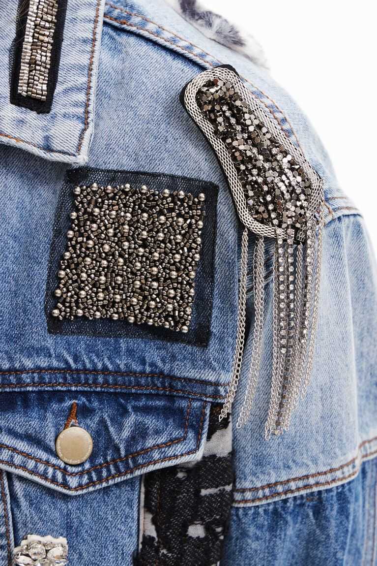 Dámské Bundy Desigual Patchwork denim trucker | 371495MCO