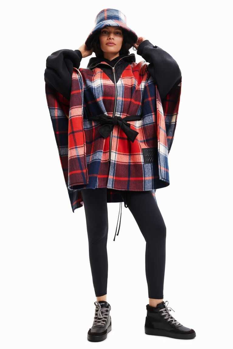 Dámské Bundy Desigual Patchwork plaid poncho | 486932BFH