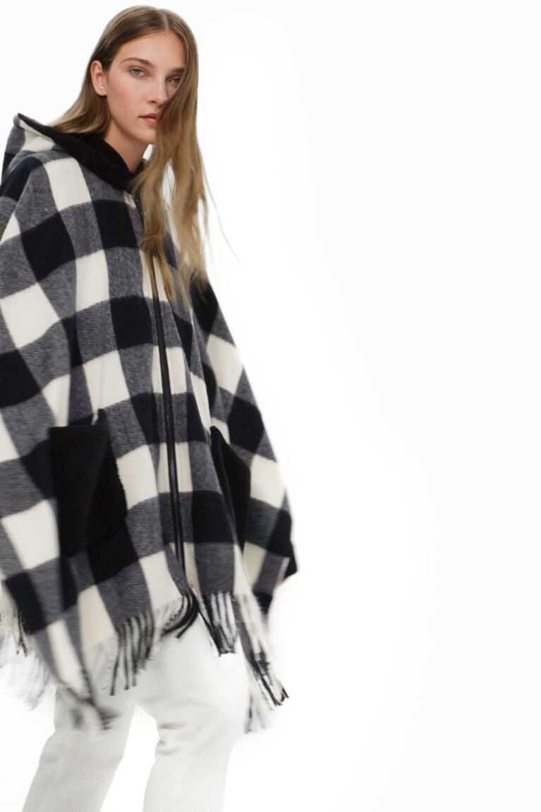 Dámské Bundy Desigual Plaid and fur poncho | 971832HJV