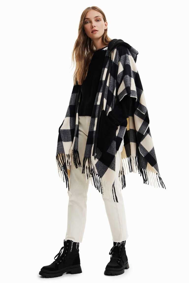 Dámské Bundy Desigual Plaid and fur poncho | 971832HJV