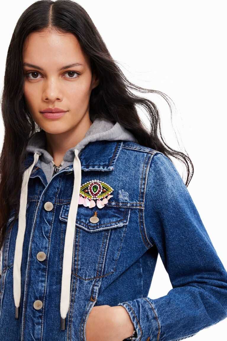 Dámské Bundy Desigual S Kapucí denim | 290841TGK