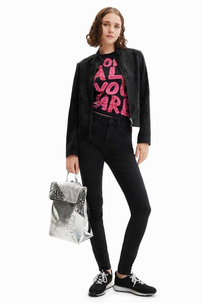 Dámské Bundy Desigual Semišové-effect biker | 896735SAT