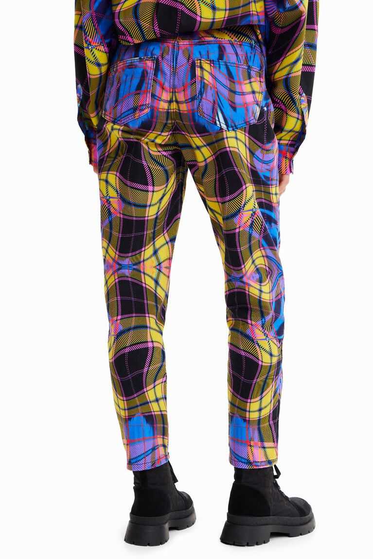 Dámské Džíny Desigual Maria Escote plaid mom trousers | 618342GRI