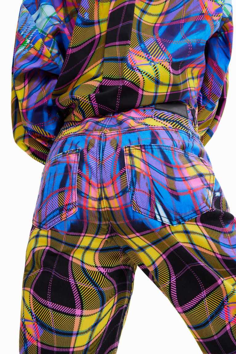 Dámské Džíny Desigual Maria Escote plaid mom trousers | 618342GRI