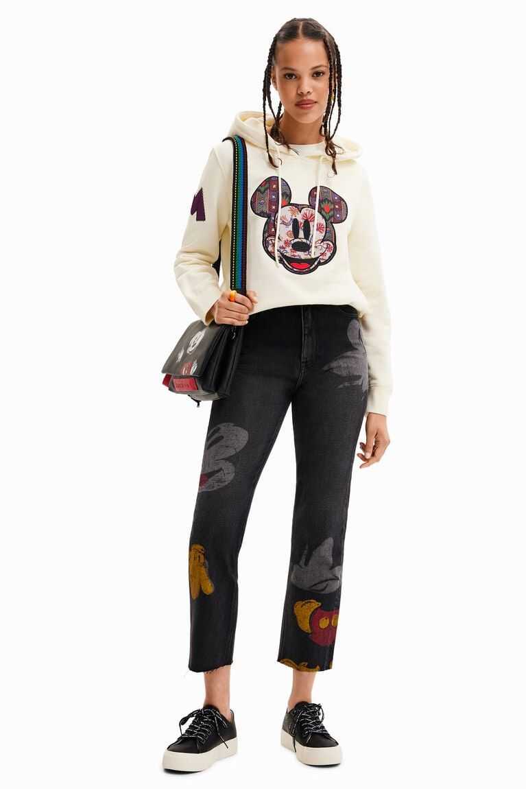 Dámské Džíny Desigual Rovný cropped Disney\'s Mickey Mouse | 048523BQY