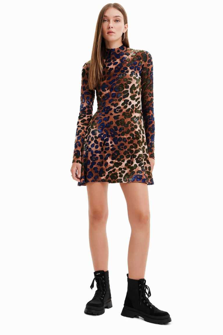 Dámské Kombinéza Desigual Krátké textured animal-print skater | 369504DVJ