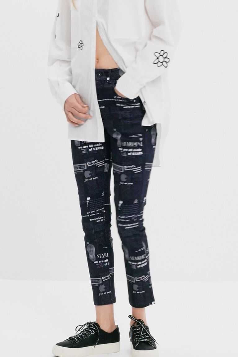 Dámské Legíny Desigual Newspaper print slim trousers | 135069QCM