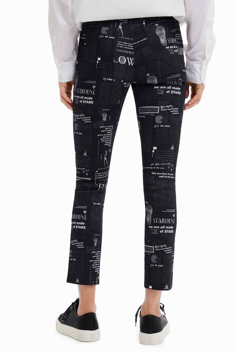 Dámské Legíny Desigual Newspaper print slim trousers | 135069QCM