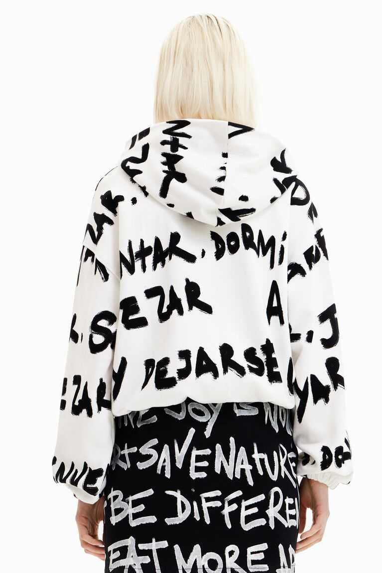 Dámské Mikiny Desigual All-over Manifesto text oversize hoodie | 517906DRU