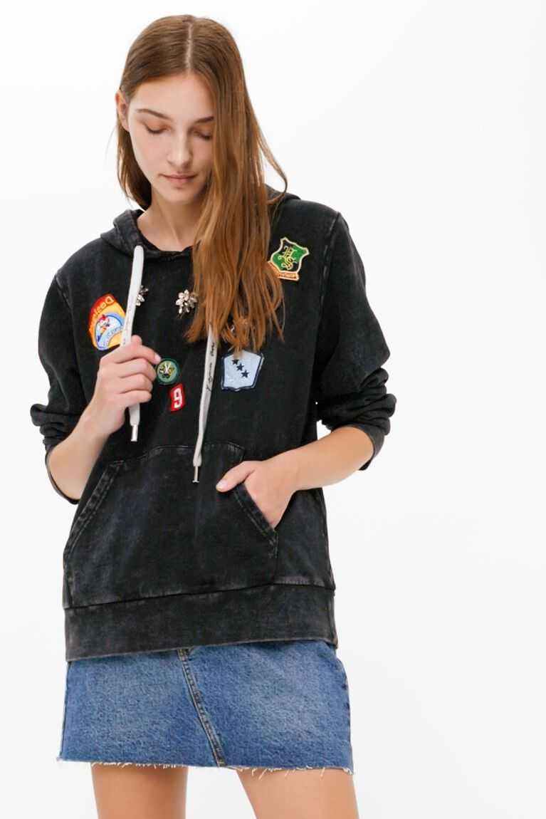 Dámské Mikiny Desigual College patch hoodie | 895263TUG