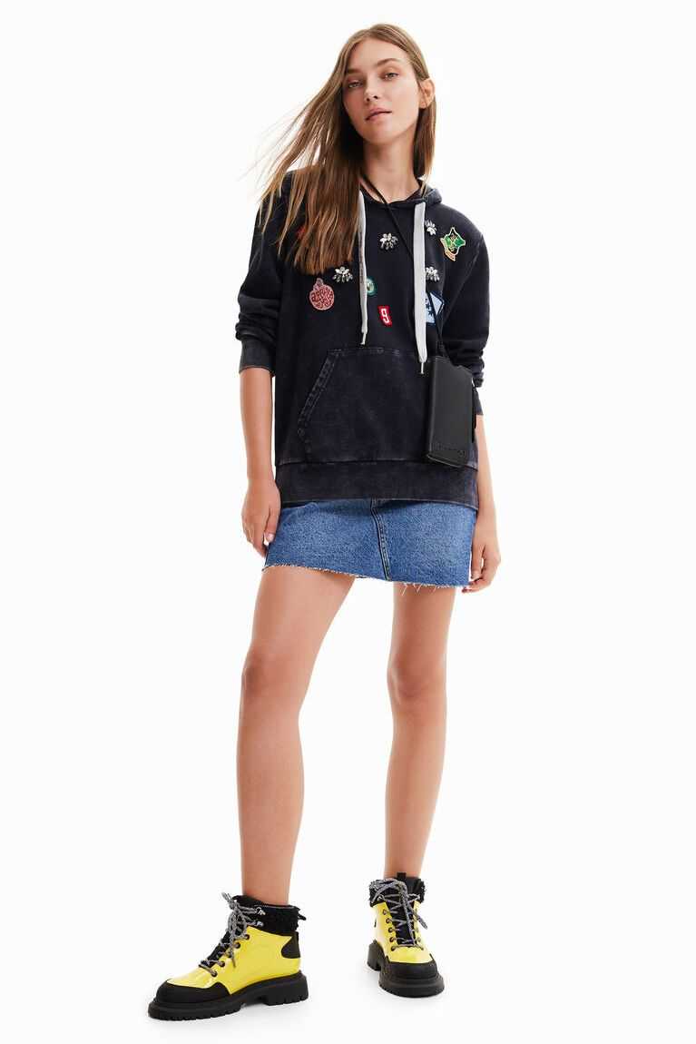 Dámské Mikiny Desigual College patch hoodie | 895263TUG