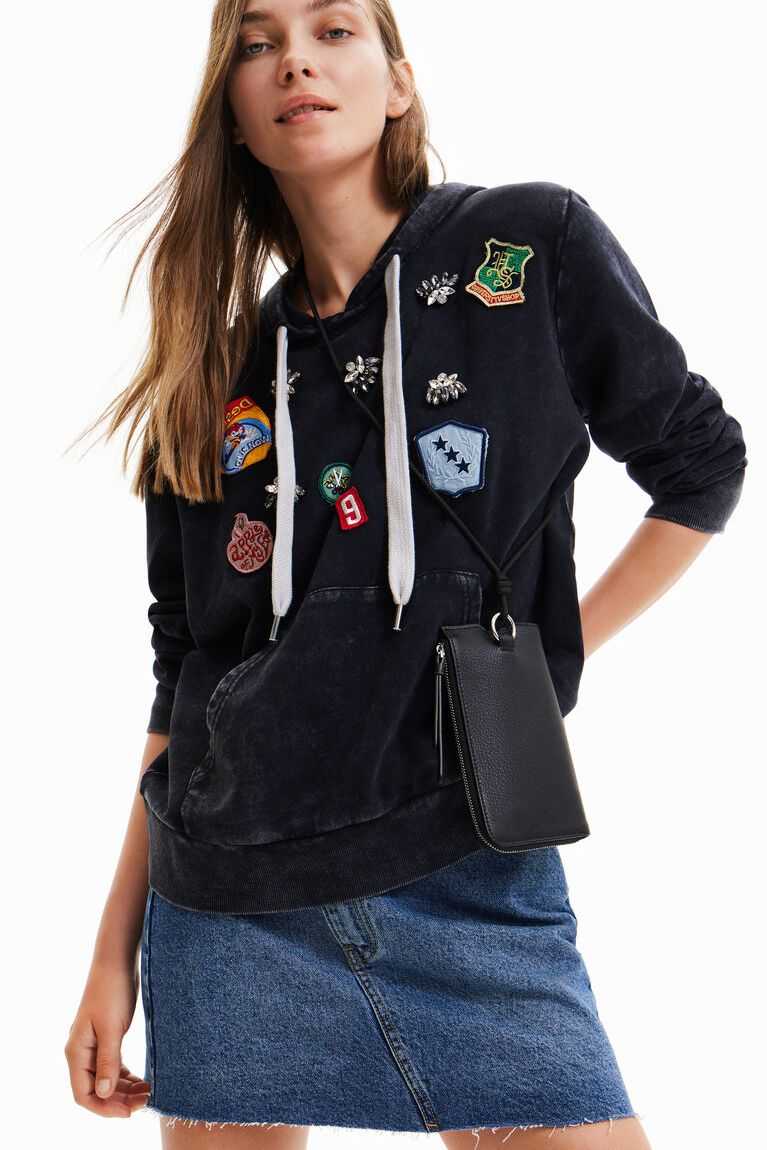 Dámské Mikiny Desigual College patch hoodie | 895263TUG