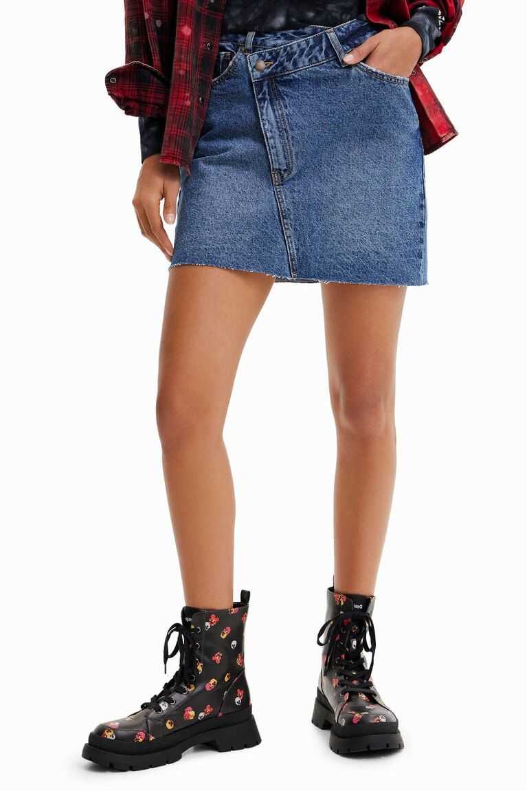 Dámské Sukně Desigual Criss-cross waist denim mini | 354972DGK