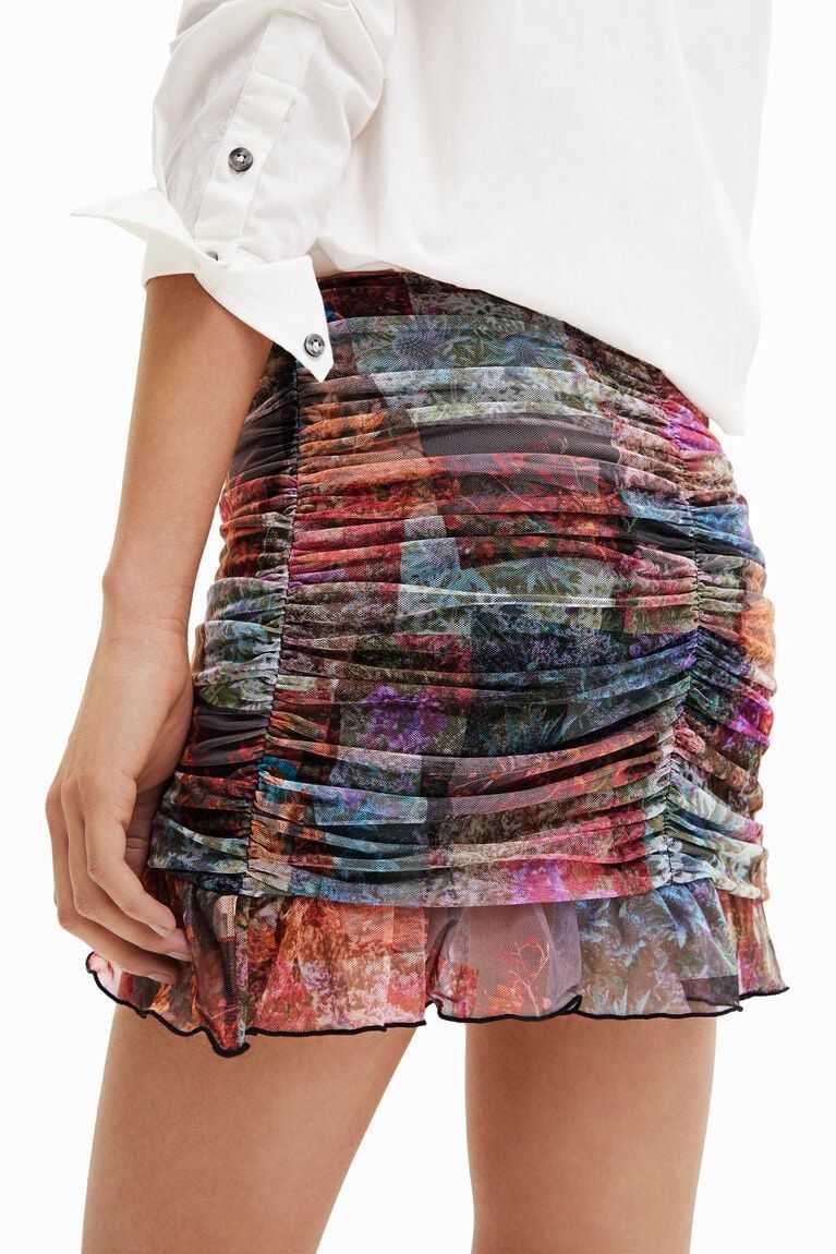 Dámské Sukně Desigual Draped floral patchwork mini | 318067FNU